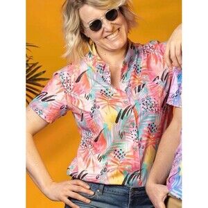 RSVLTS Women's La Croy Radberry KUNUFLEX Shirt XS Neon Pink Tropical LaCroix
